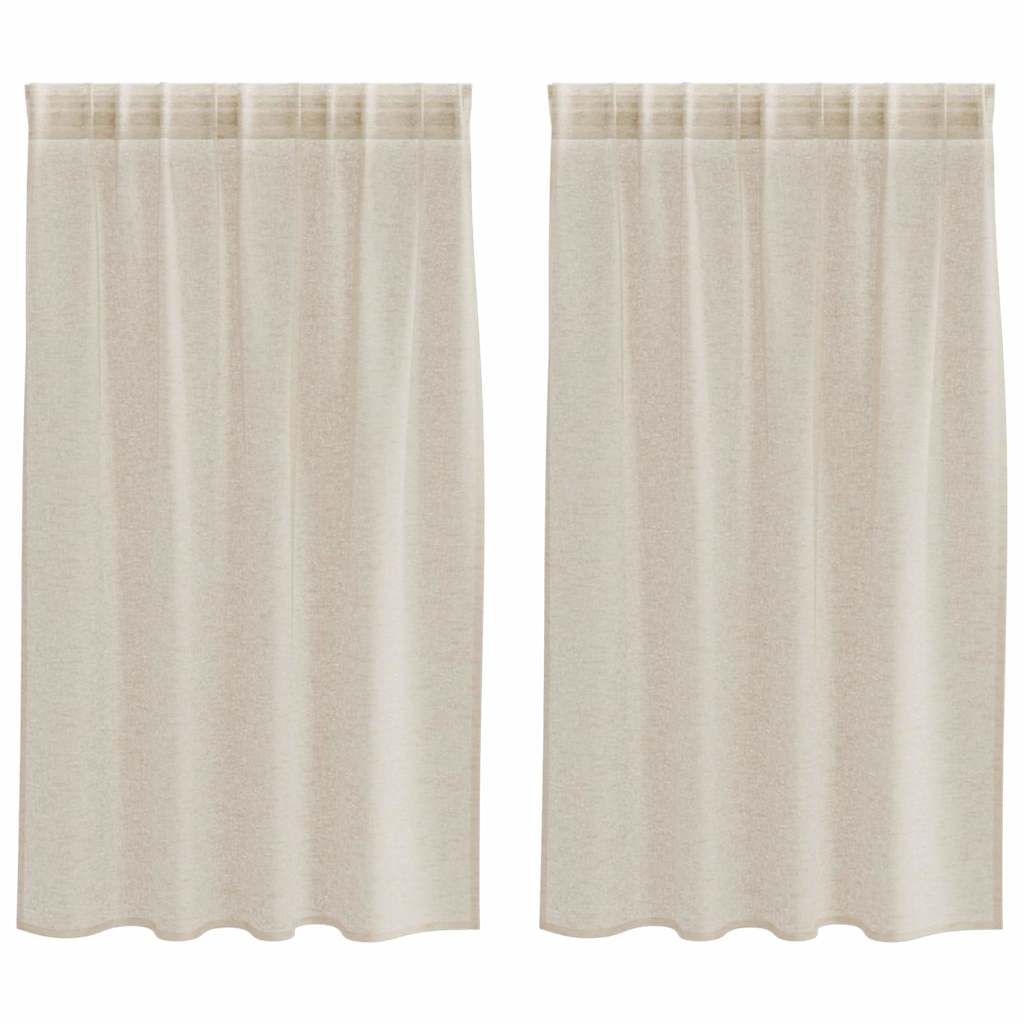 Vidaxl voile gordijn met gordijnen 2 pcs zand 140 x 140 cm polyester