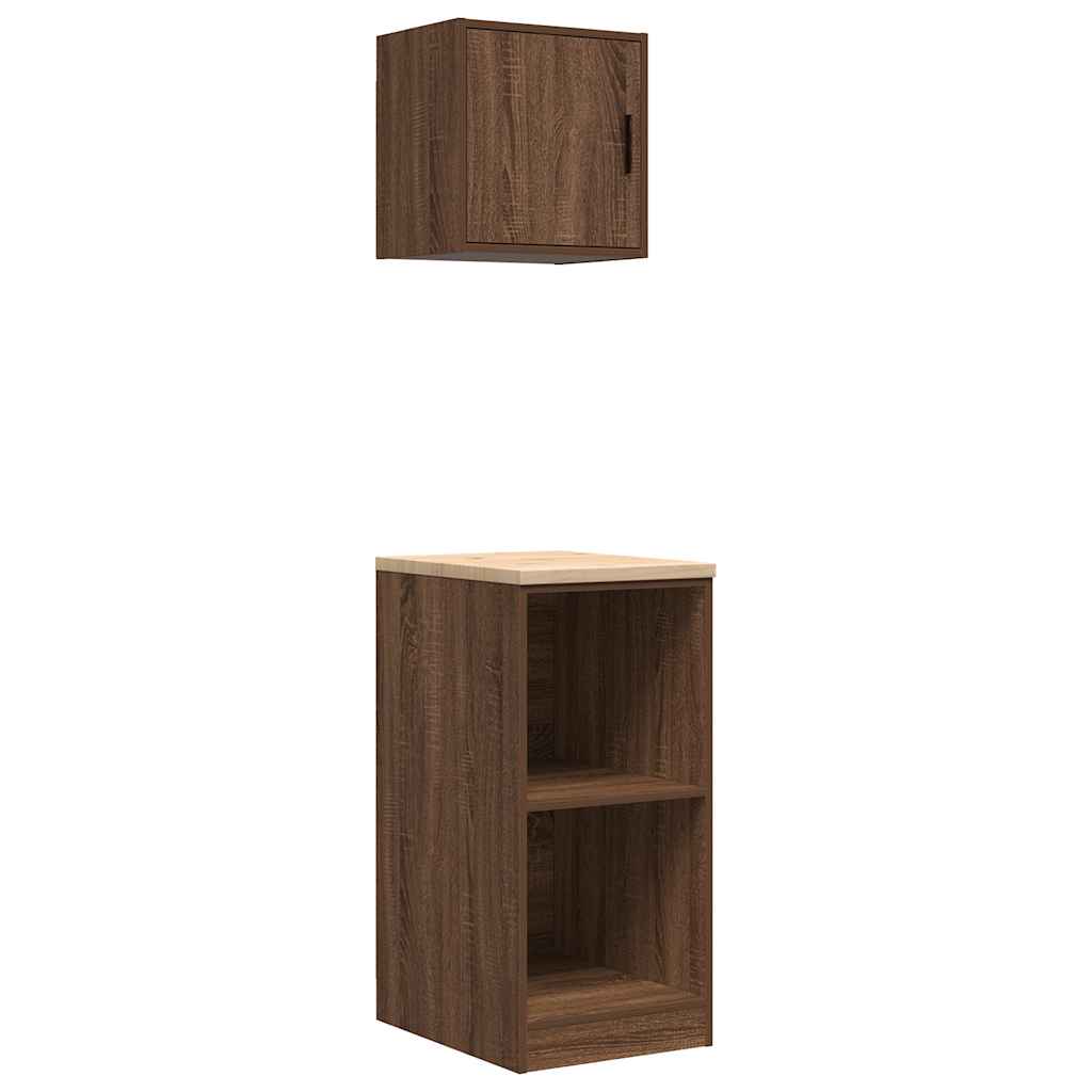 Vidaxl garagekasten 2 st spaanplaat bruin eiken