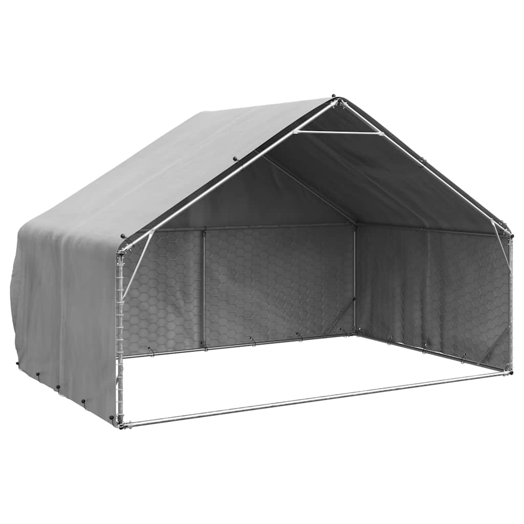 Vidaxl hondenhok voor buiten met deksel 3x2x1,9 m gegalvaniseerd staal