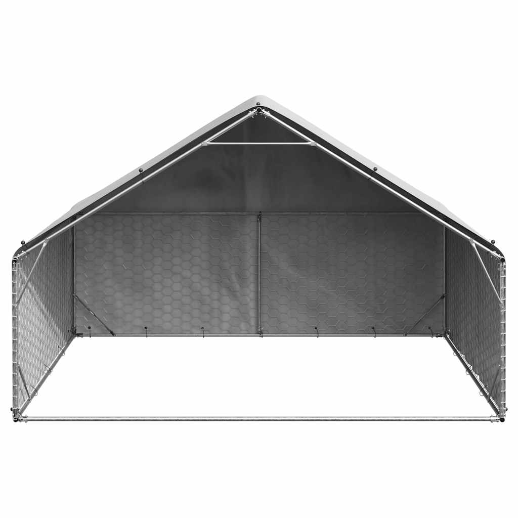Vidaxl hondenhok voor buiten met deksel 3x2x1,9 m gegalvaniseerd staal