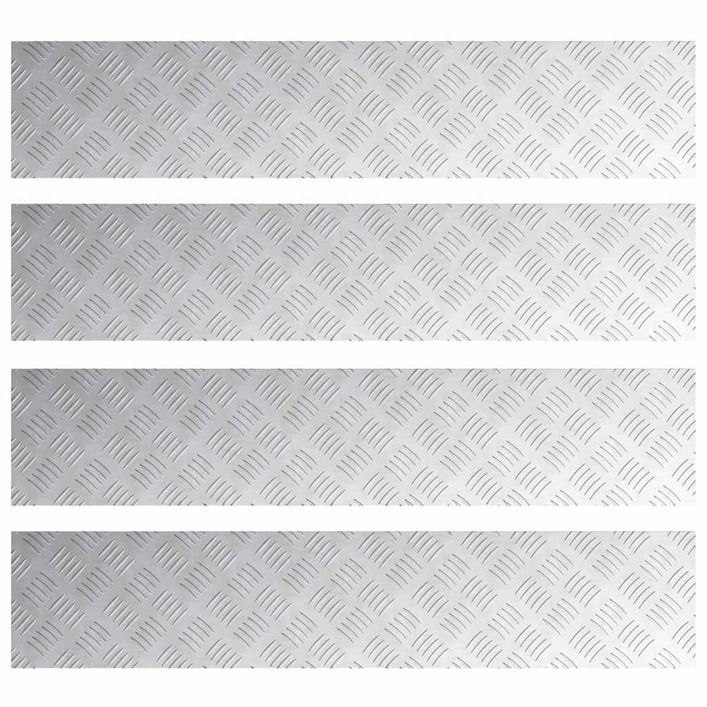 Vidaxl trap tread rechthoekig 4 pcs zilver 100 x 20 cm aluminium