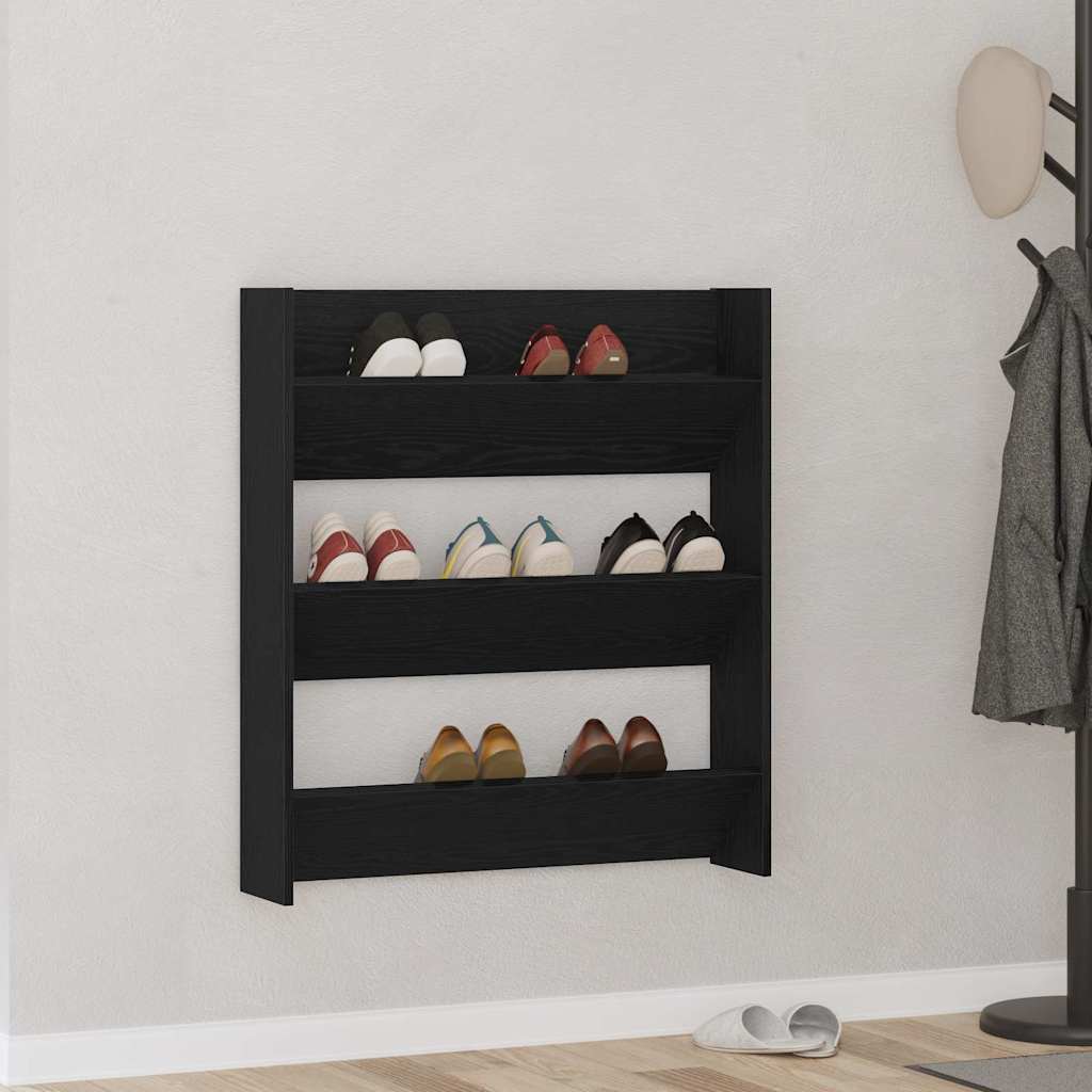 Vidaxl schoenenkast met plank zwart eiken 80 x 18 x 90 cm bewerkt hout