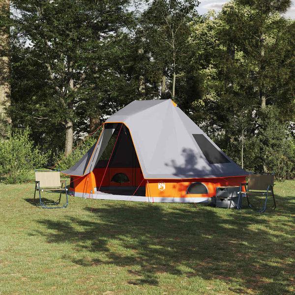 Vidaxl tipi tent 6-persoons grijs en oranje taft