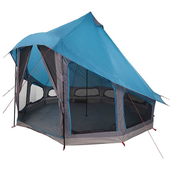 Vidaxl tipi tent met dak met opslag blauw 404 x 370 x 270 cm taft