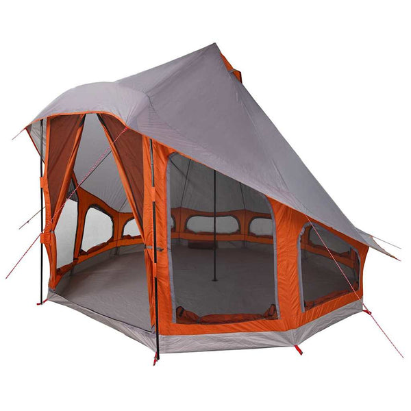 Vidaxl tipi tent met dak grijs en oranje 404 x 370 x 270 cm taft