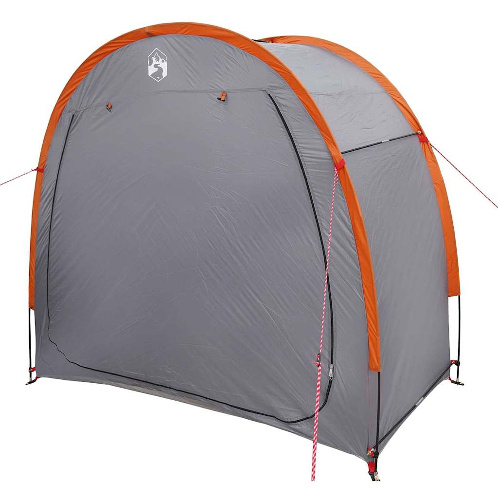Vidaxl fietstent met dak met opslag grijs en oranje 210 x 90 x 174 cm