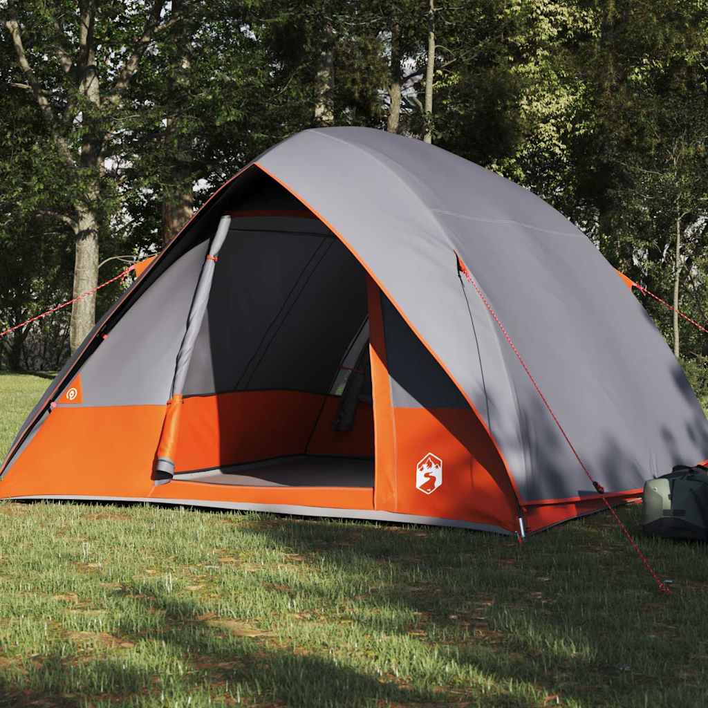 Vidaxl camping tent met dak grijs en oranje 320 x 275 x 190 cm taft