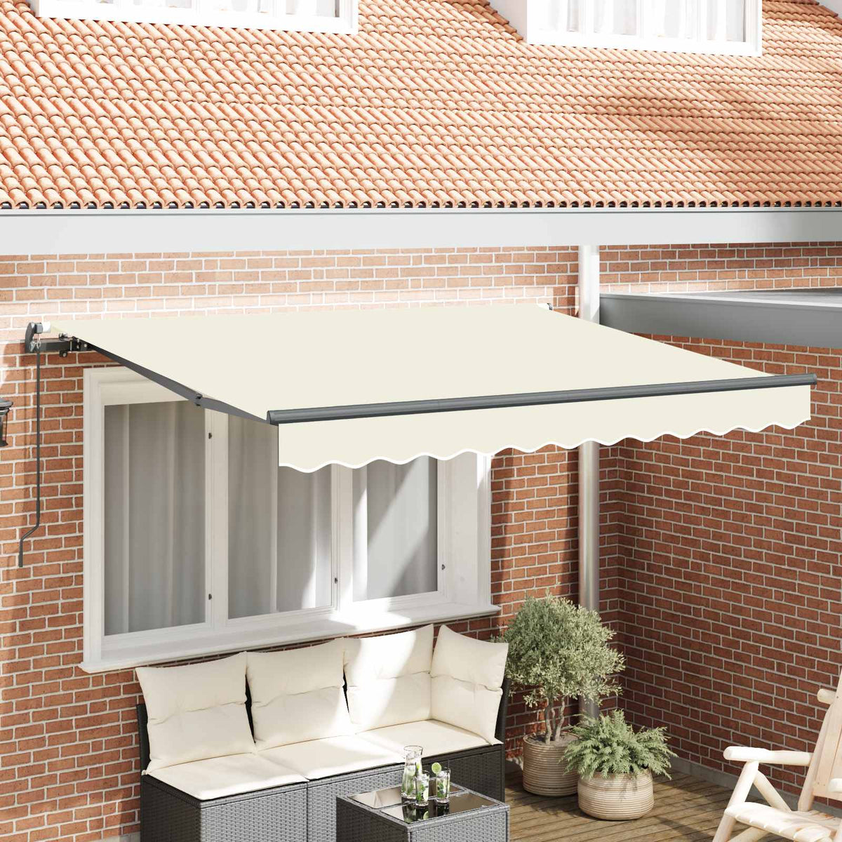 Vidaxl uitschuifbare luifel crème 250 x 200 cm stof