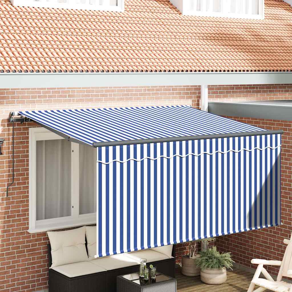Vidaxl inklapbaar zonnescherm blauw en wit 300 x 200 cm
