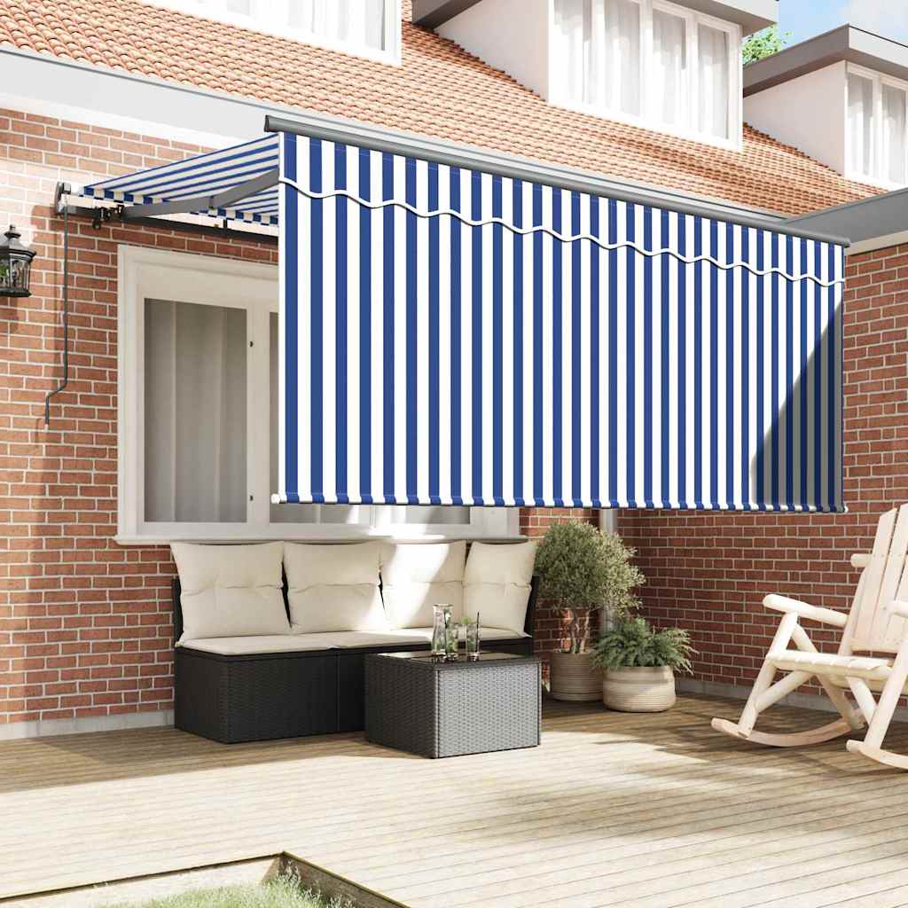Vidaxl inklapbaar zonnescherm blauw en wit 300 x 200 cm