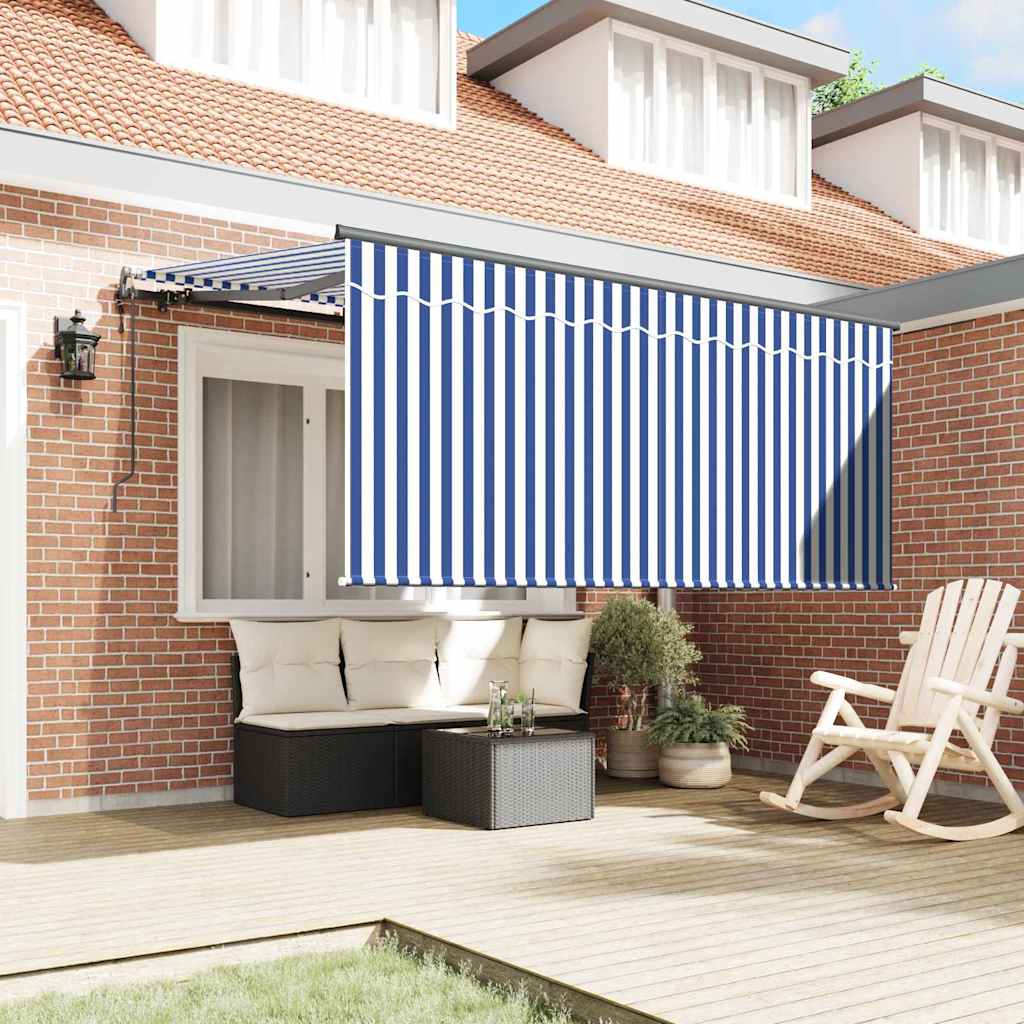Vidaxl inklapbaar zonnescherm blauw en wit 300 x 200 cm