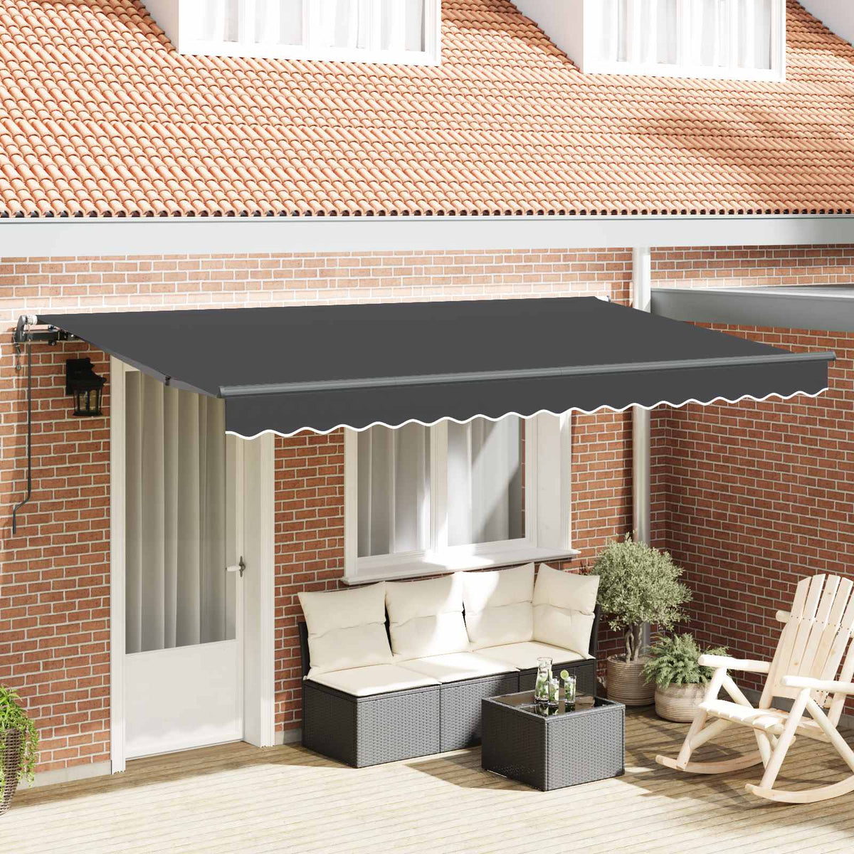 Vidaxl uitschuifbare luifel antraciet 350 x 200 cm stof