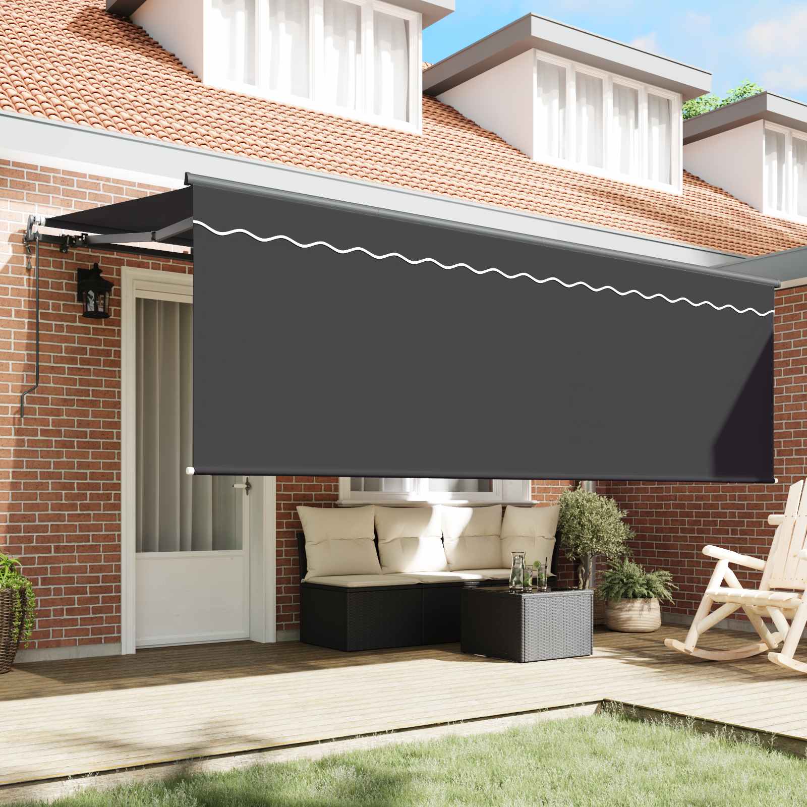 Vidaxl uitschuifbare luifel antraciet 350 x 200 cm