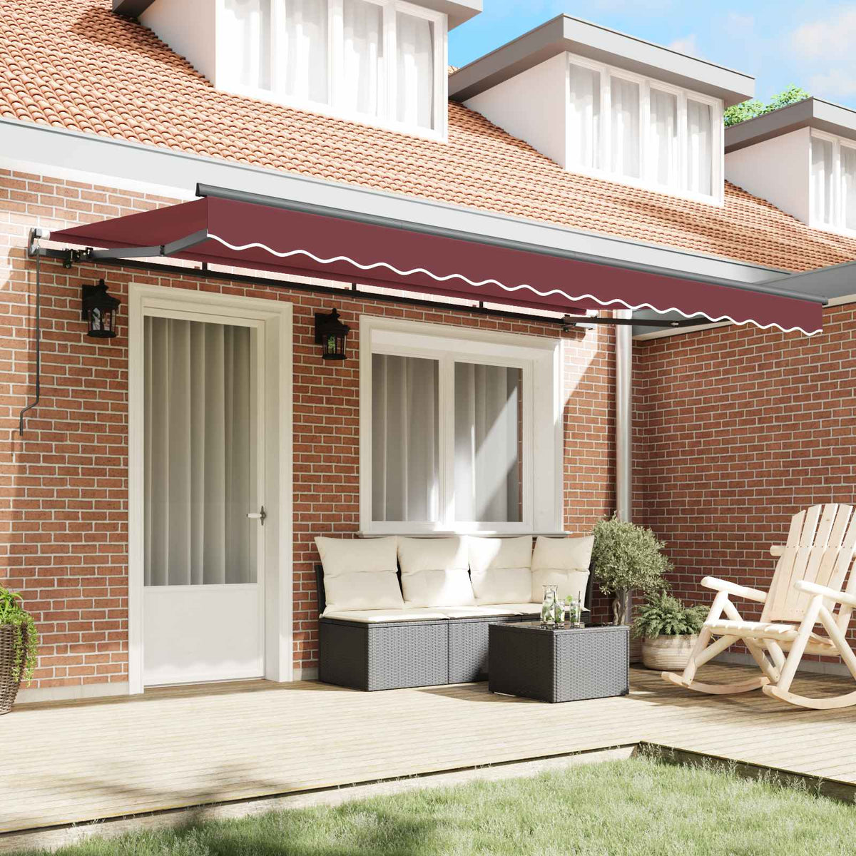 Vidaxl uitschuifbare luifel bordeauxrood 350 x 200 cm stof