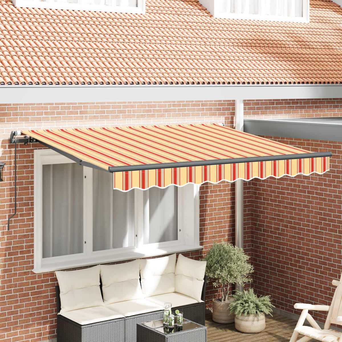 Vidaxl uitschuifbare luifel geel 350 x 200 cm stof