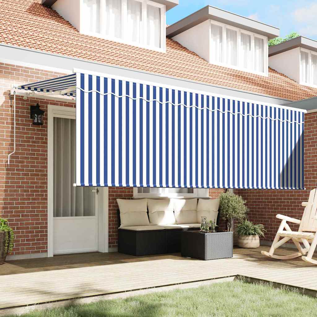 Vidaxl inklapbaar zonnescherm blauw en wit 400 x 200 cm