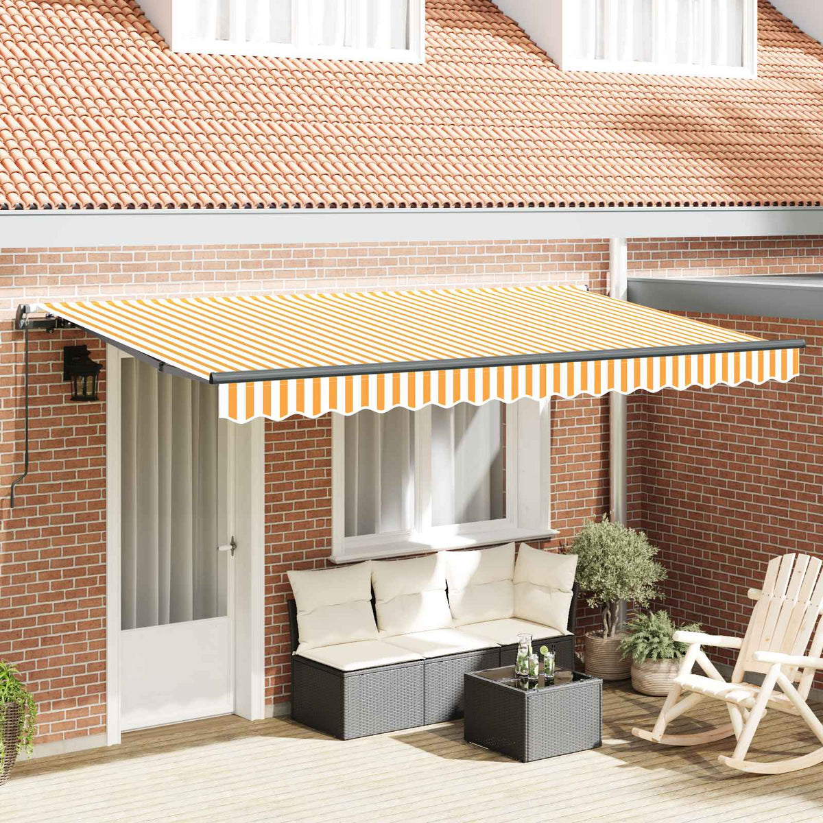 Vidaxl uitschuifbare luifel geel 400 x 200 cm stof