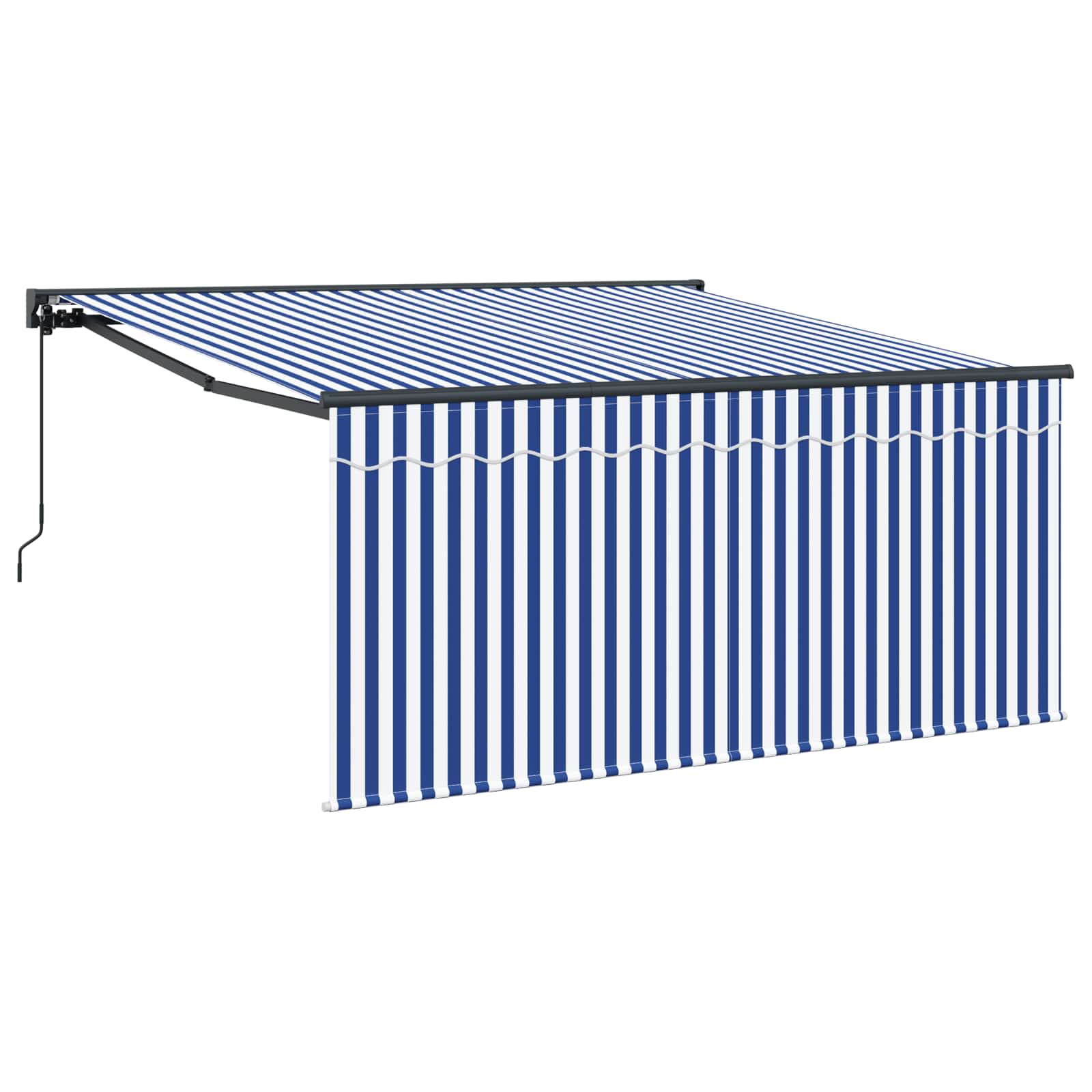 Vidaxl uitschuifbare luifel blauw en wit 300 x 250 cm