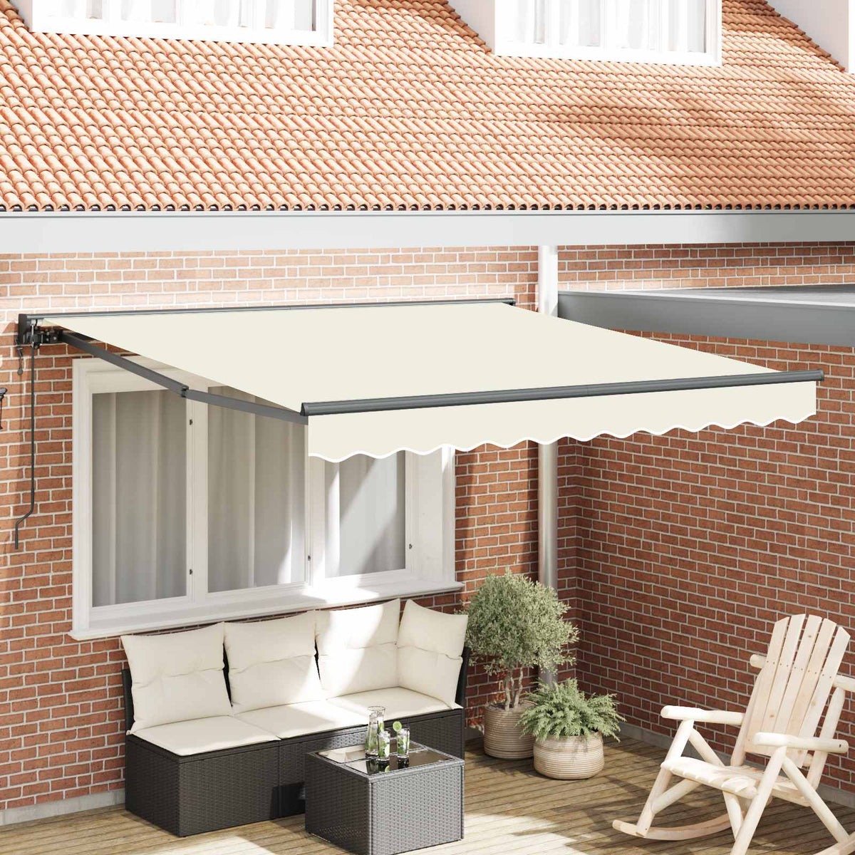 Vidaxl zijde frame crèmekleurig 300 x 250 cm polyester met pu-coating