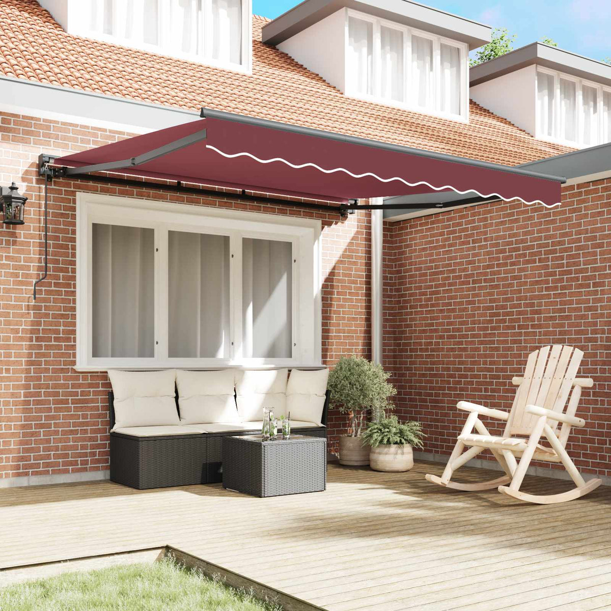 Vidaxl zijde frame bordeauxrood 300 x 250 cm polyester met pu-coating