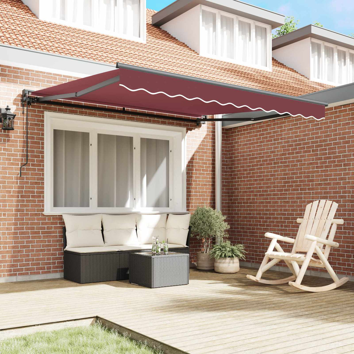 Vidaxl zijde frame bordeauxrood 300 x 250 cm polyester met pu-coating