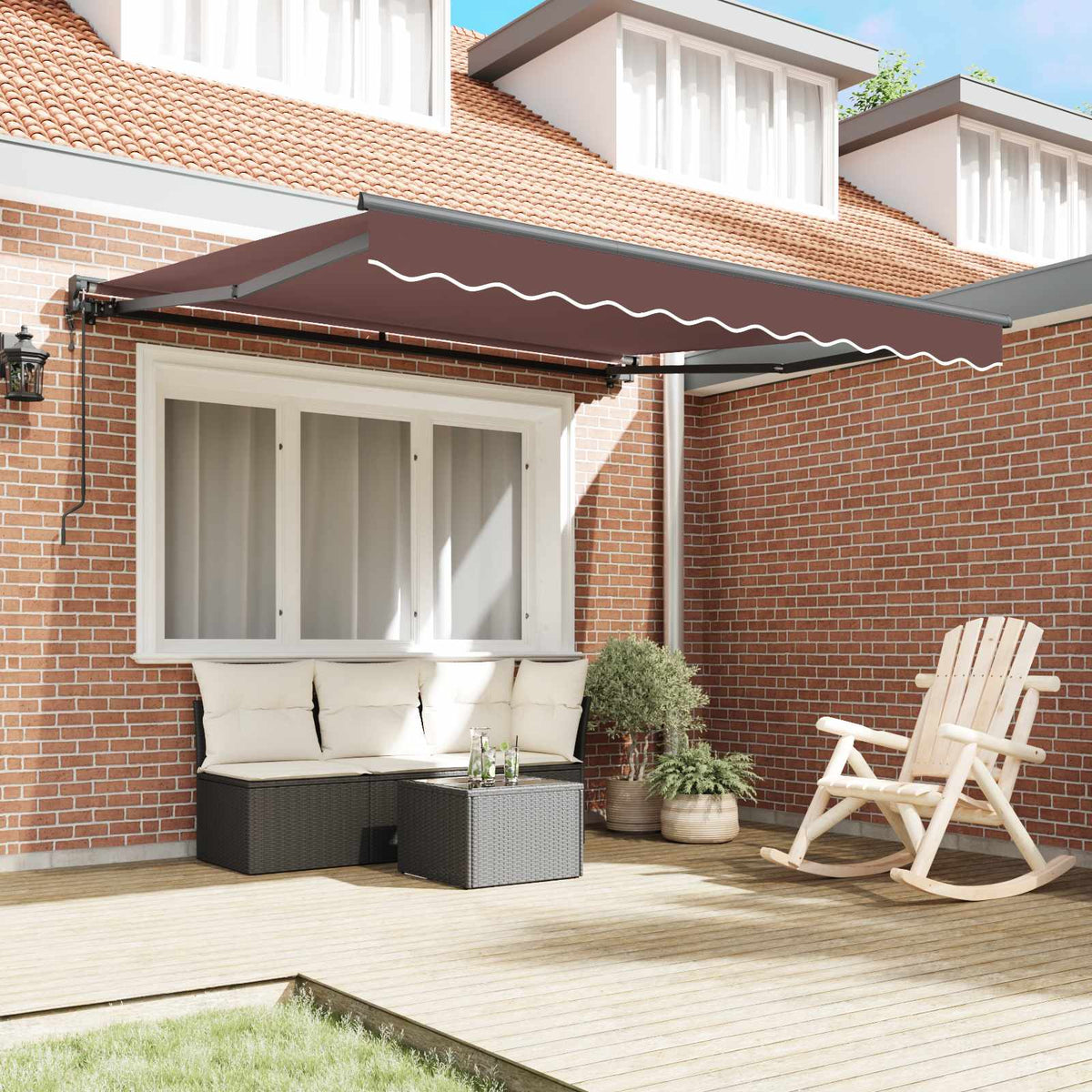 Vidaxl zijde frame bruin 300 x 250 cm polyester met pu-coating