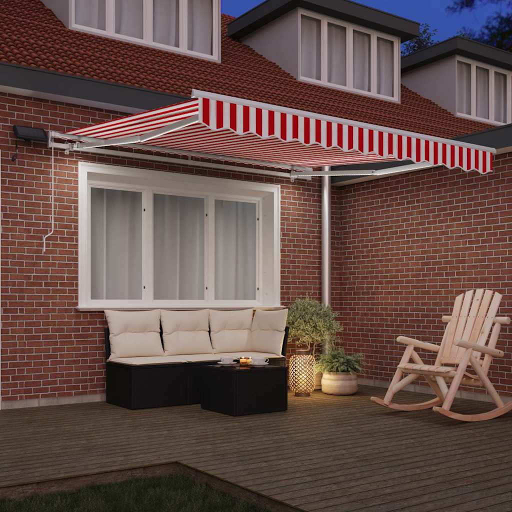 Vidaxl inklapbaar zonnescherm rood en wit 300 x 250 cm stof en staal