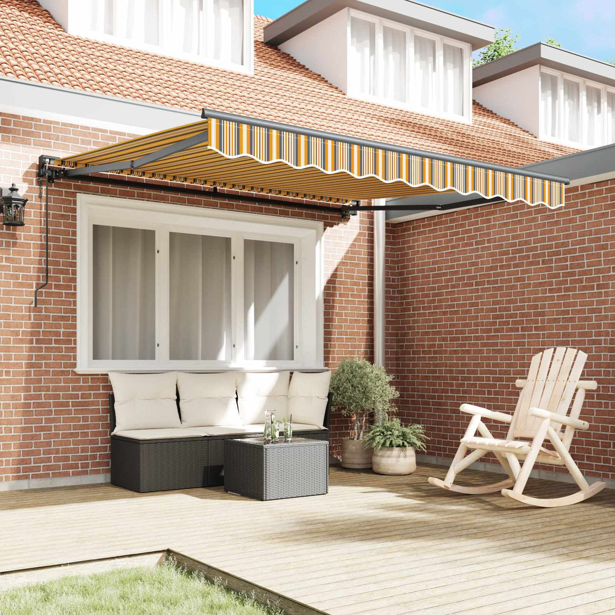 Vidaxl zijde frame geel en grijs 300 x 250 cm polyester met pu-coating