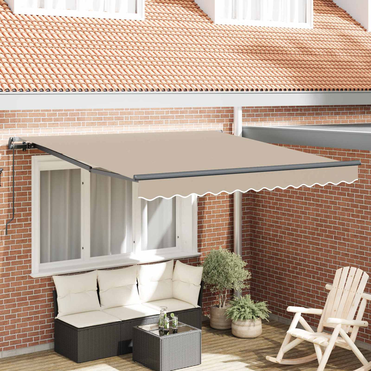 Vidaxl uitschuifbare luifel beige 300 x 250 cm polyester en aluminium