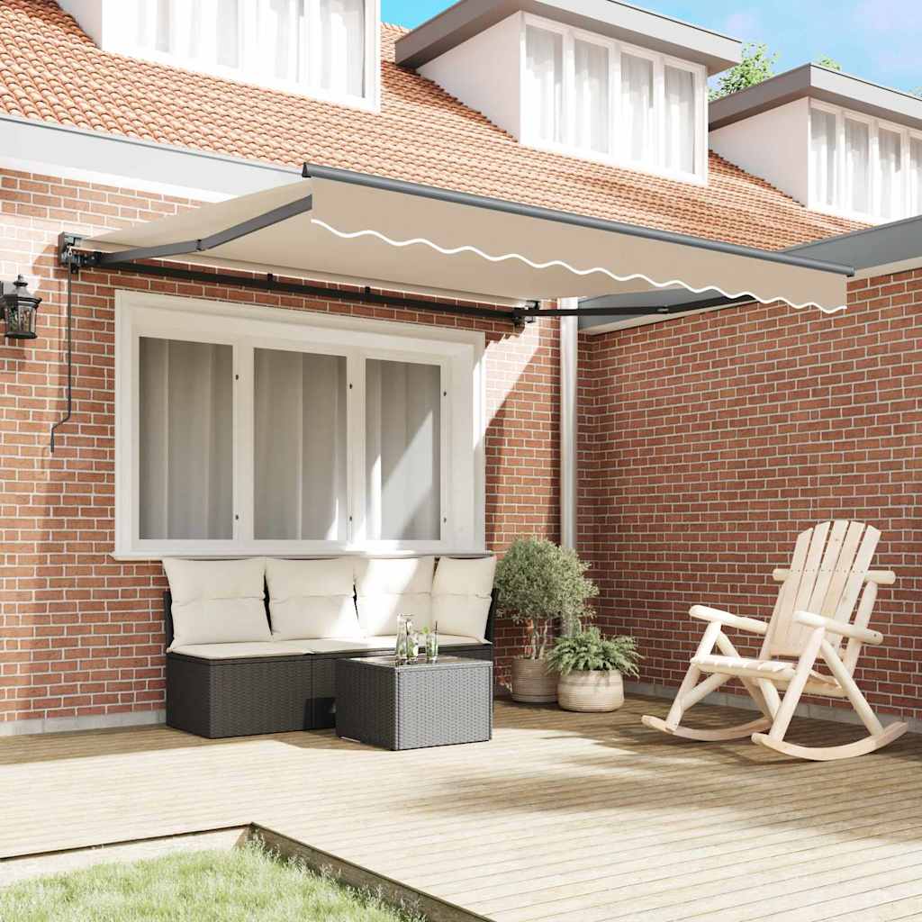 Vidaxl inklapbaar zonnescherm beige 300 x 250 cm polyester en metaal