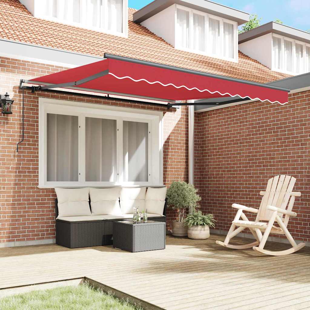 Vidaxl inklapbaar zonnescherm rood 300 x 250 cm polyester en staal