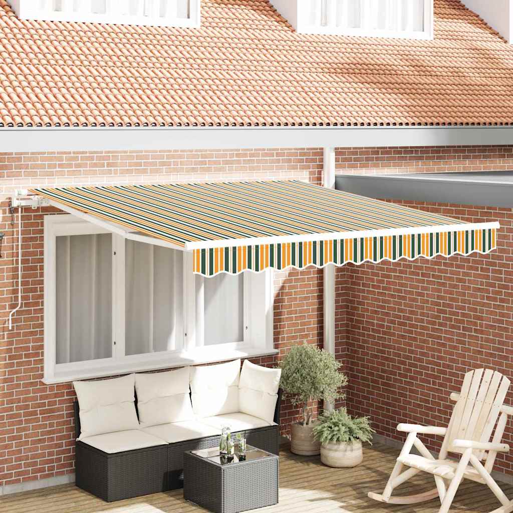 Vidaxl uitschuifbare luifel groen en geel 300 x 250 cm