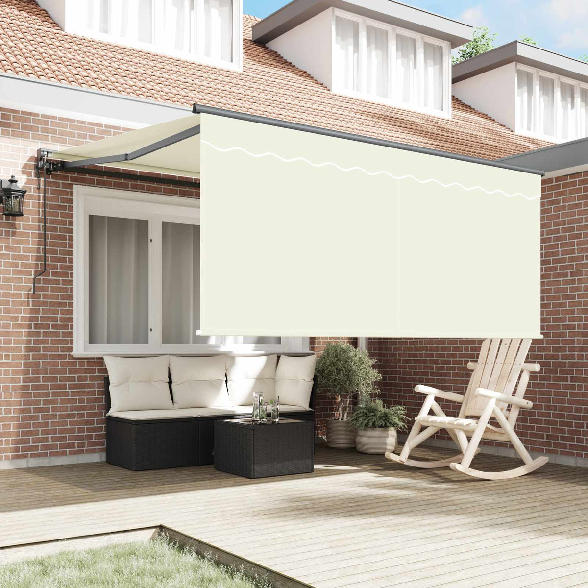 Vidaxl uitschuifbare luifel crème 350 x 250 cm polyester en aluminium