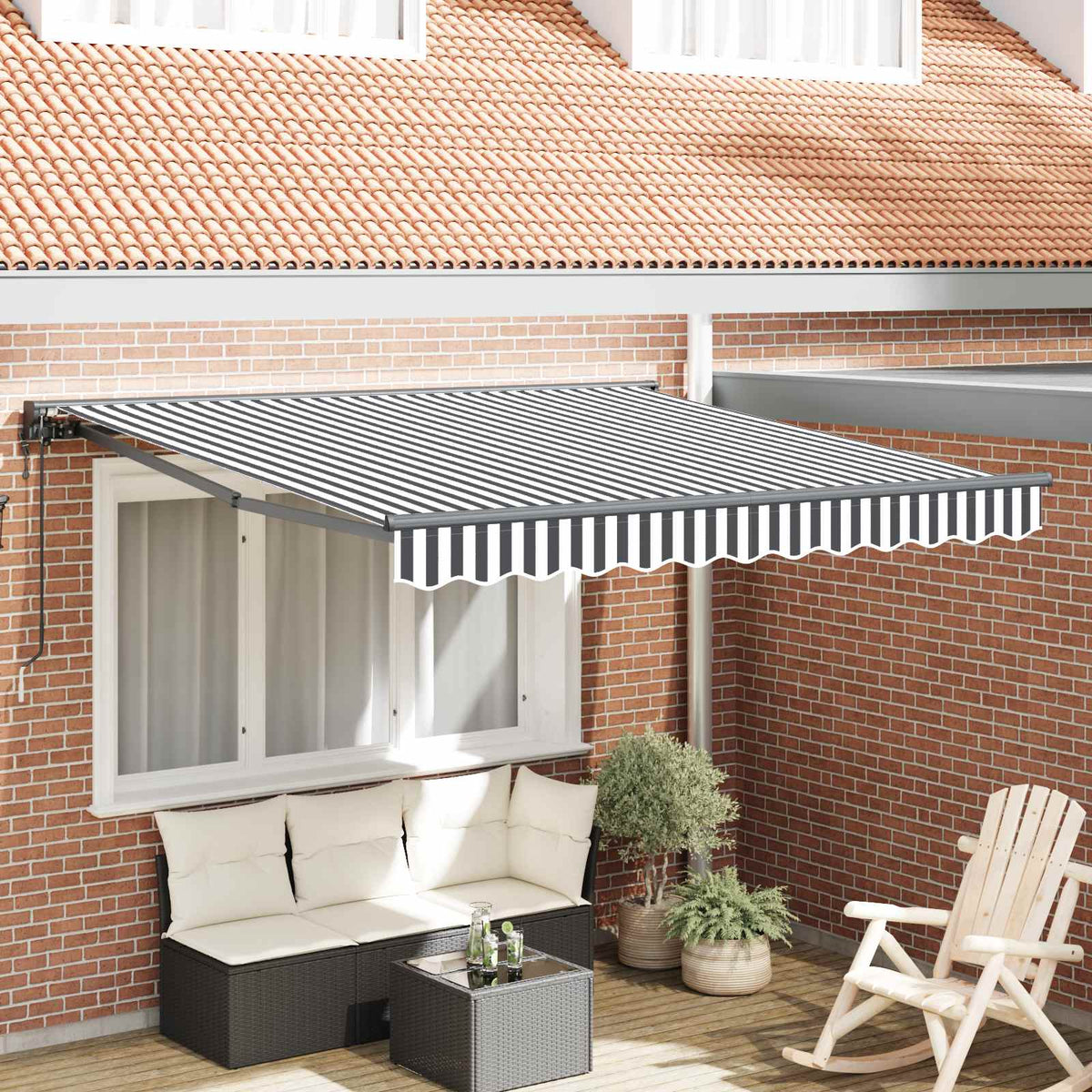 Vidaxl zijde frame antraciet en wit 350 x 250 cm