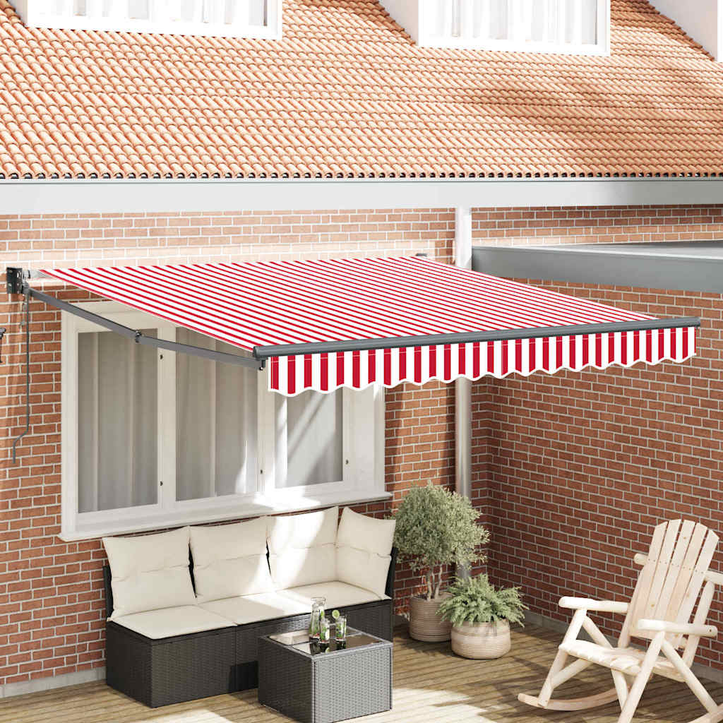 Vidaxl inklapbaar zonnescherm rood en wit 350 x 250 cm