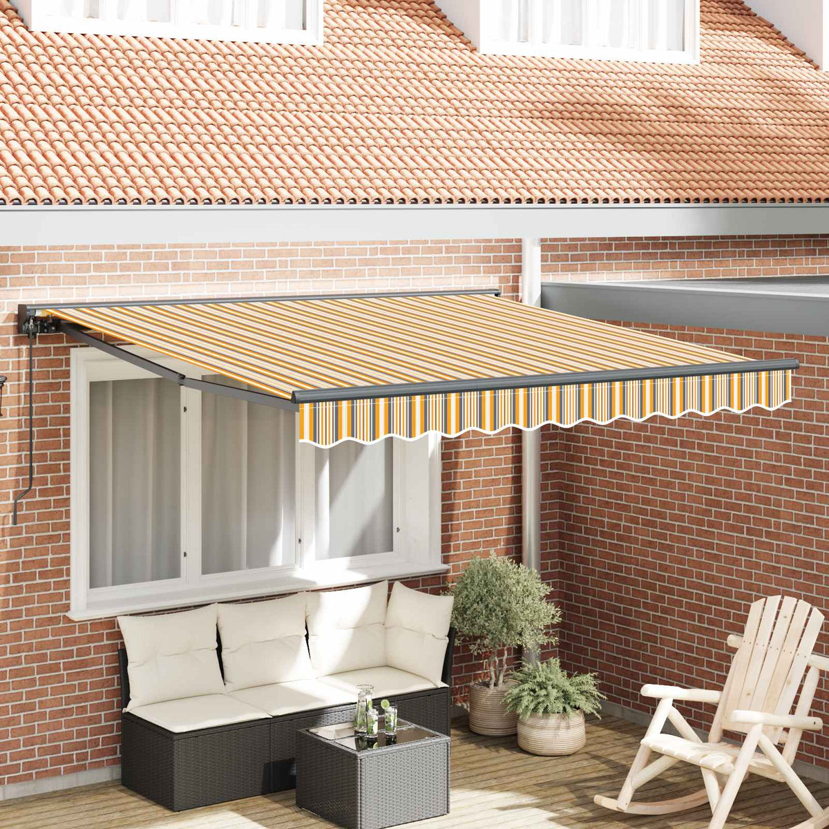 Vidaxl zijde frame geel en grijs 350 x 250 cm polyester met pu-coating