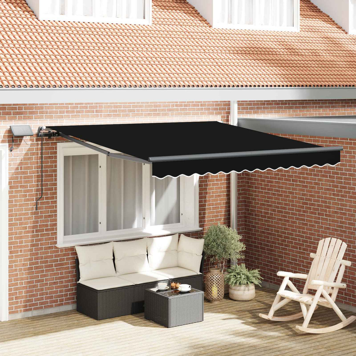 Vidaxl uitschuifbare luifel zwart 350 x 250 cm stof en aluminium