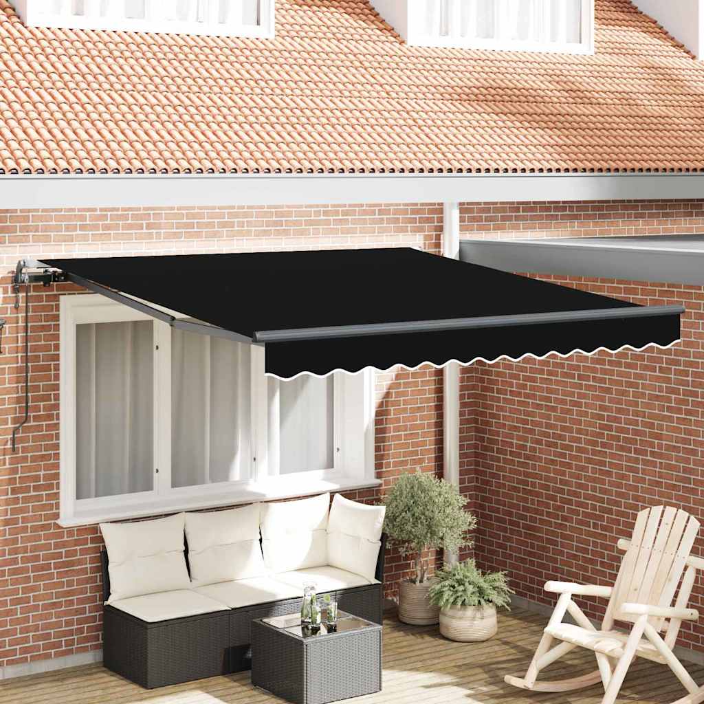 Vidaxl inklapbaar zonnescherm zwart 350 x 250 cm stof en aluminium