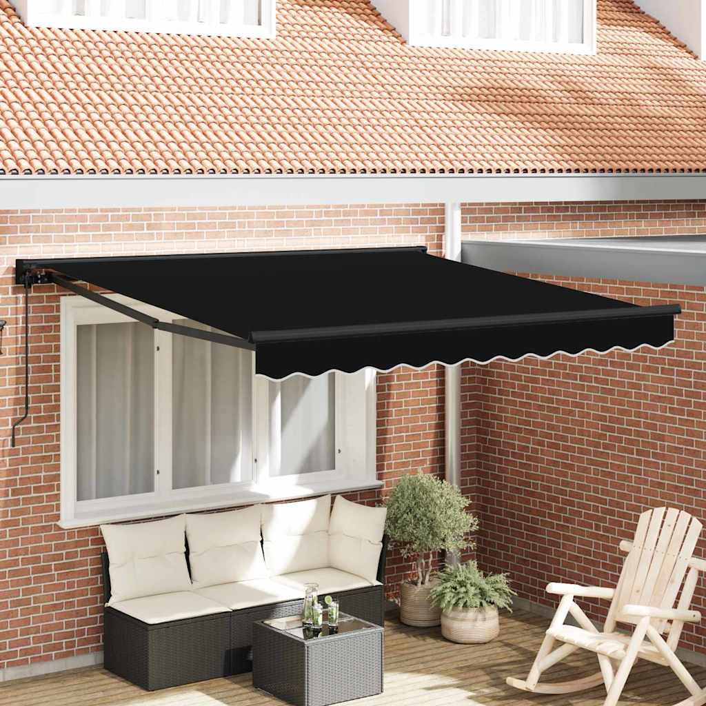 Vidaxl inklapbaar zonnescherm zwart 350 x 250 cm polyester en metaal