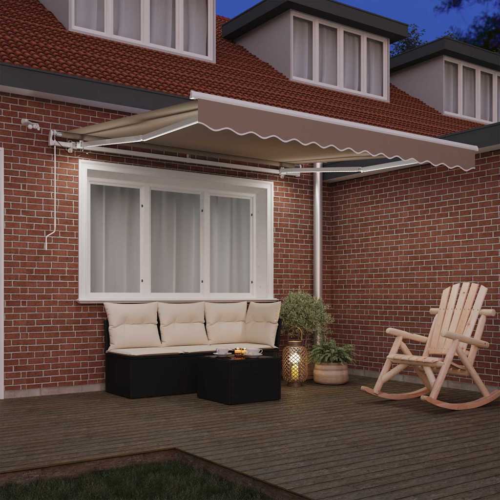 Vidaxl inklapbaar zonnescherm beige 350 x 250 cm polyester en metaal