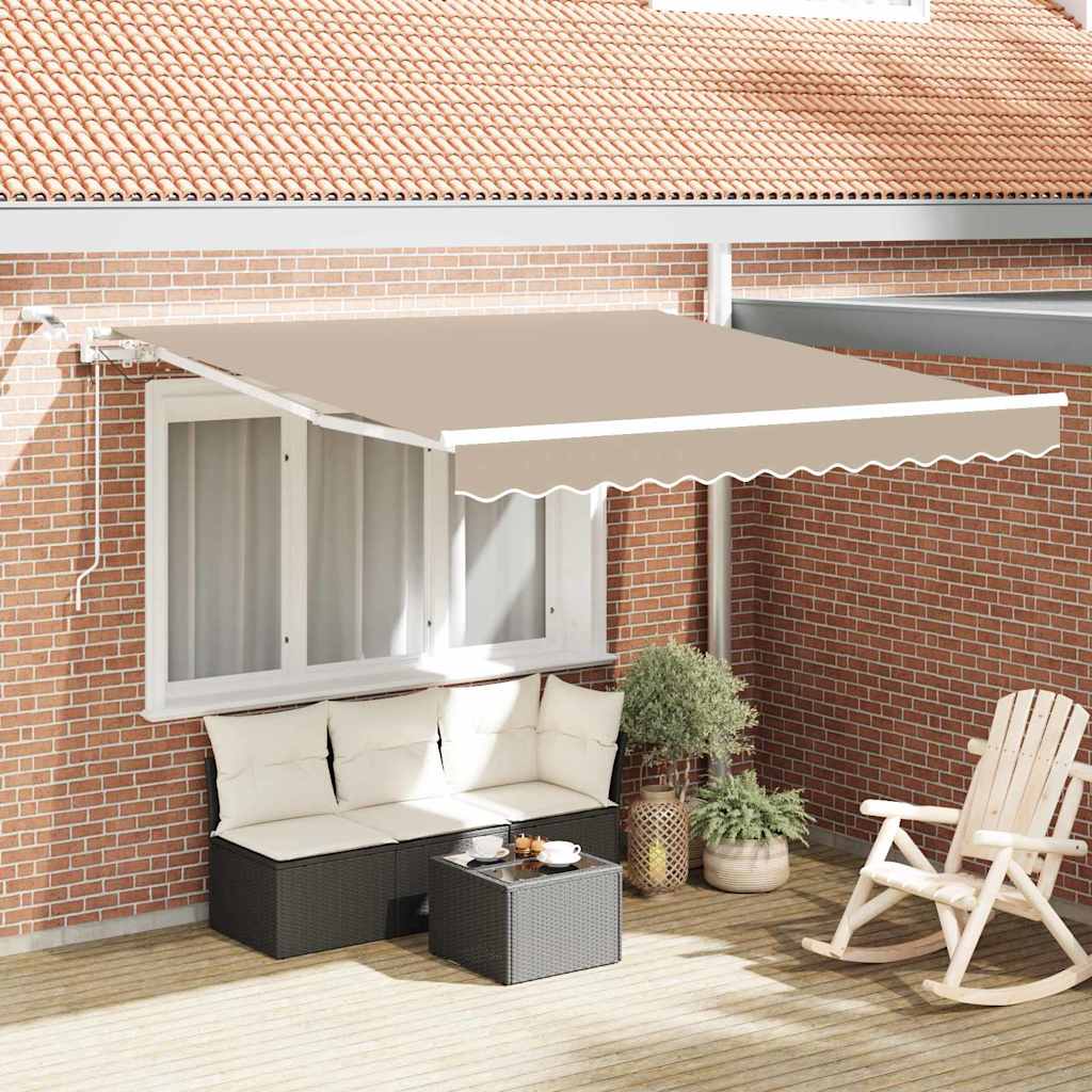 Vidaxl inklapbaar zonnescherm beige 350 x 250 cm polyester en metaal