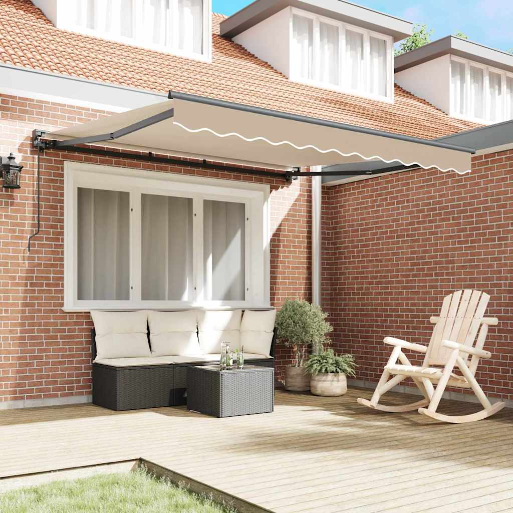 Vidaxl inklapbaar zonnescherm beige 350 x 250 cm polyester en metaal