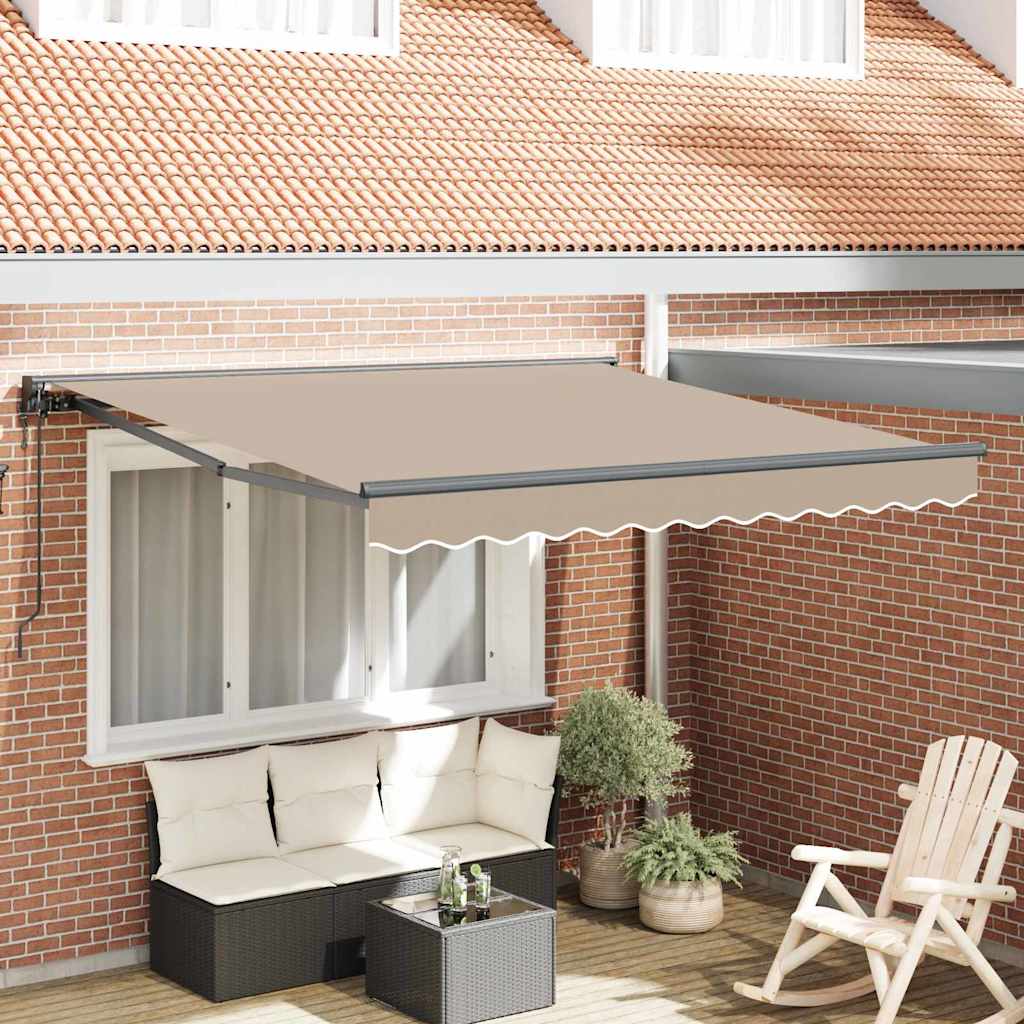 Vidaxl inklapbaar zonnescherm beige 350 x 250 cm polyester en metaal