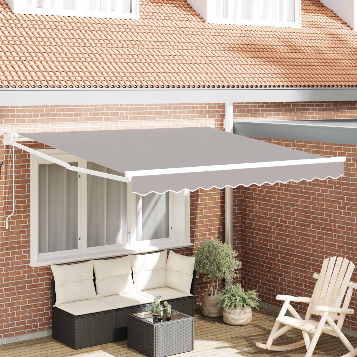 Vidaxl uitschuifbare luifel lichtgrijs 350 x 250 cm