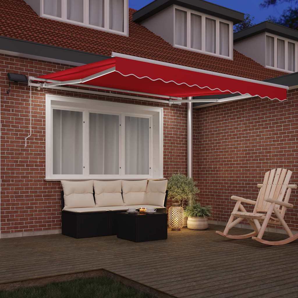 Vidaxl inklapbaar zonnescherm rood 350 x 250 cm stof en staal