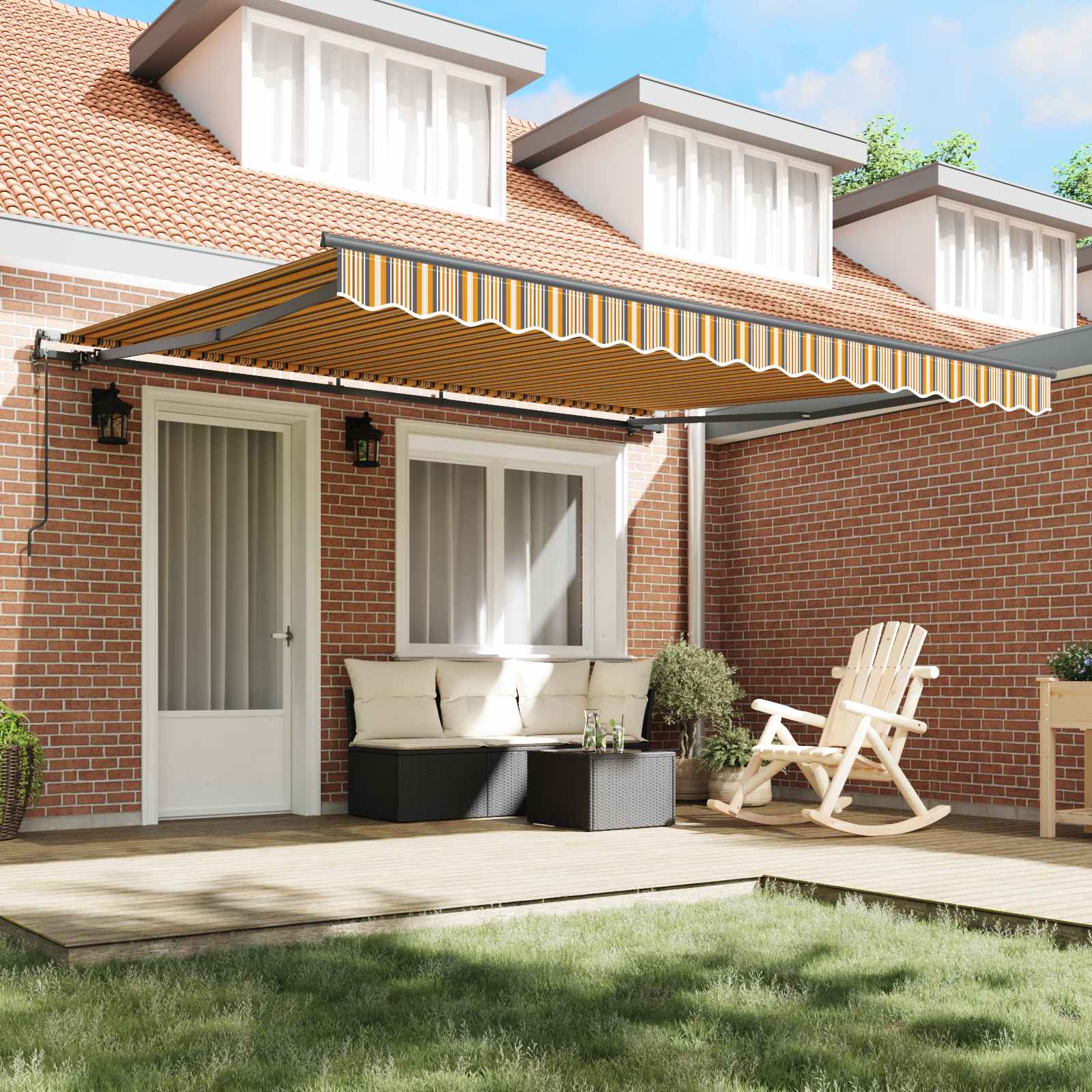 Vidaxl uitschuifbare luifel meerkleurig 400 × 300 cm stof en aluminium