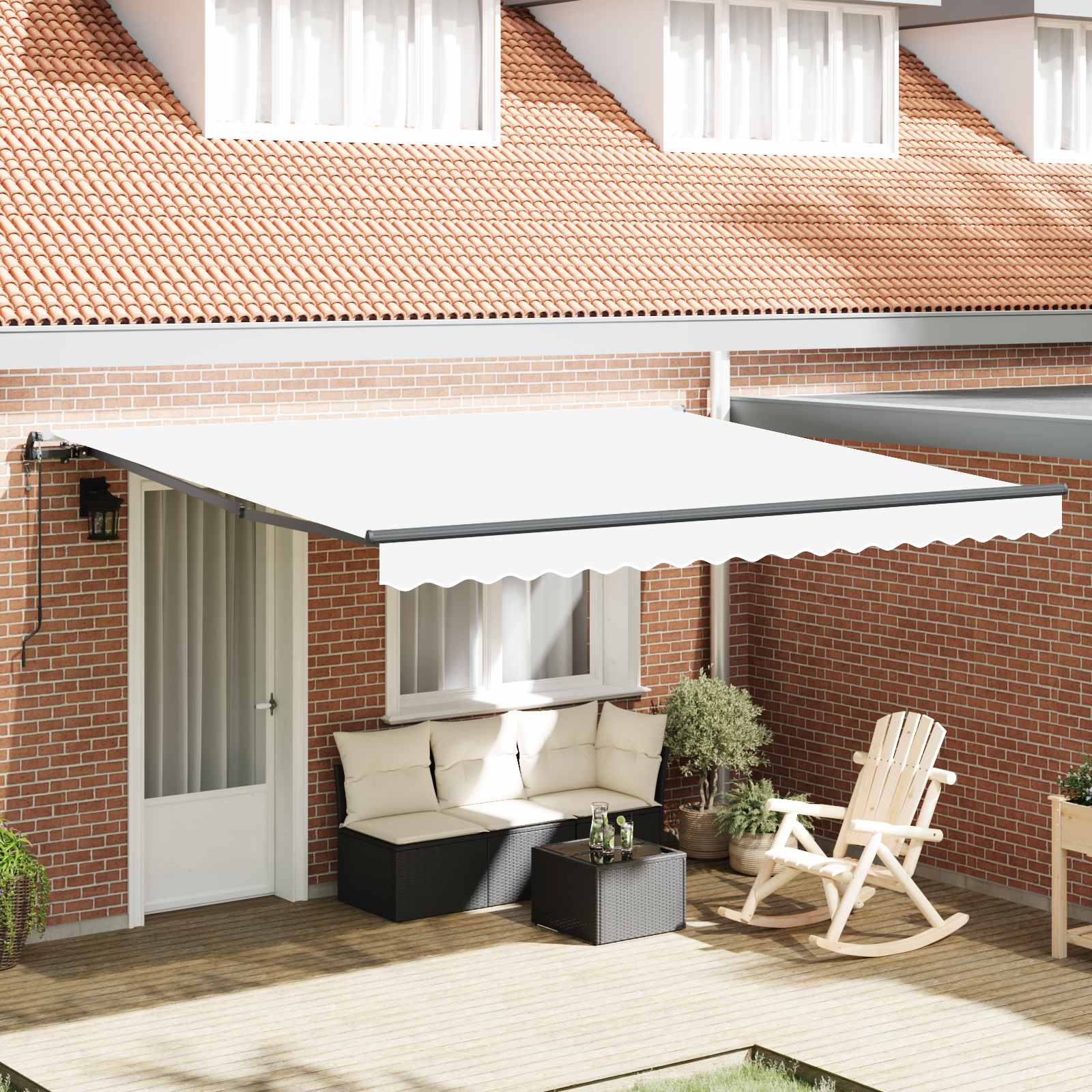 Vidaxl uitschuifbare luifel wit 400 × 300 cm stof en aluminium