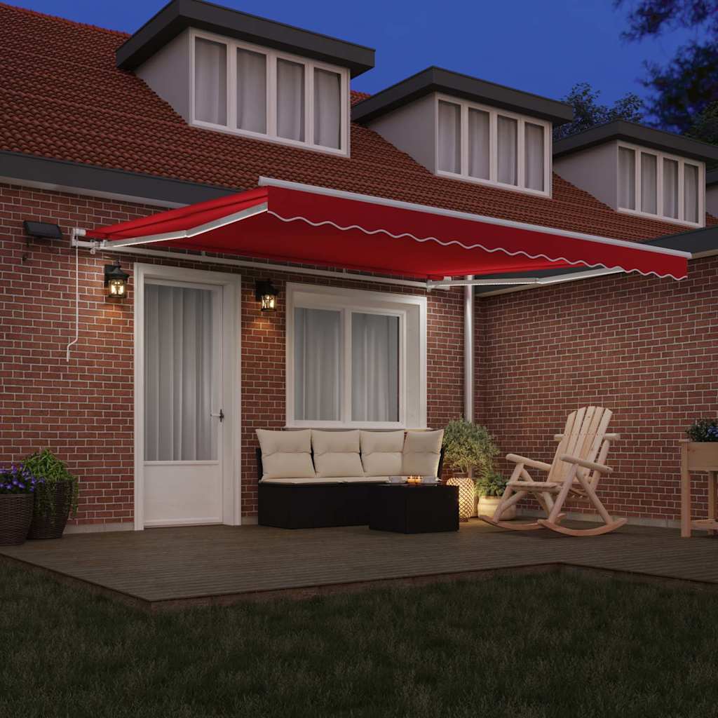Vidaxl inklapbaar zonnescherm rood 400 × 300 cm stof en staal