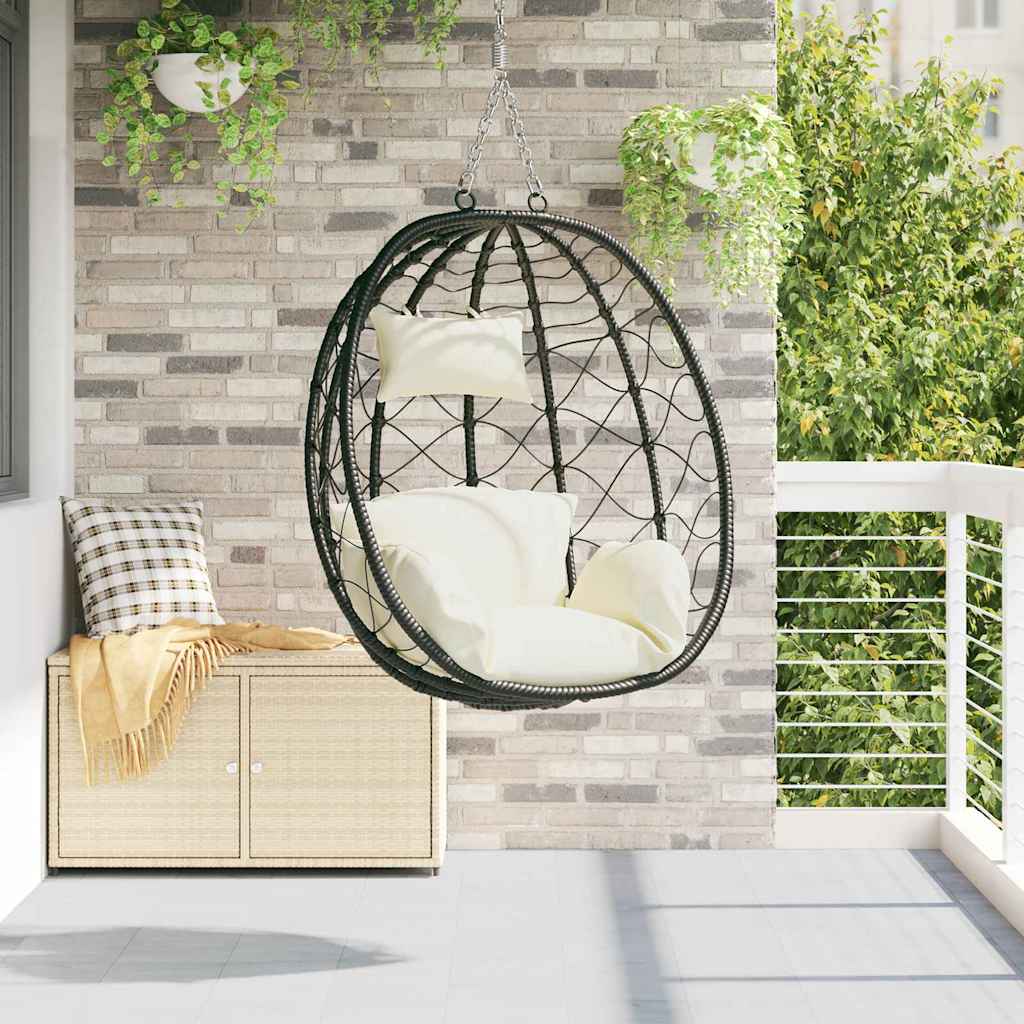 Vidaxl hangende ei-stoel poly rattan 91 x 54,5 x 107 cm crèmewit