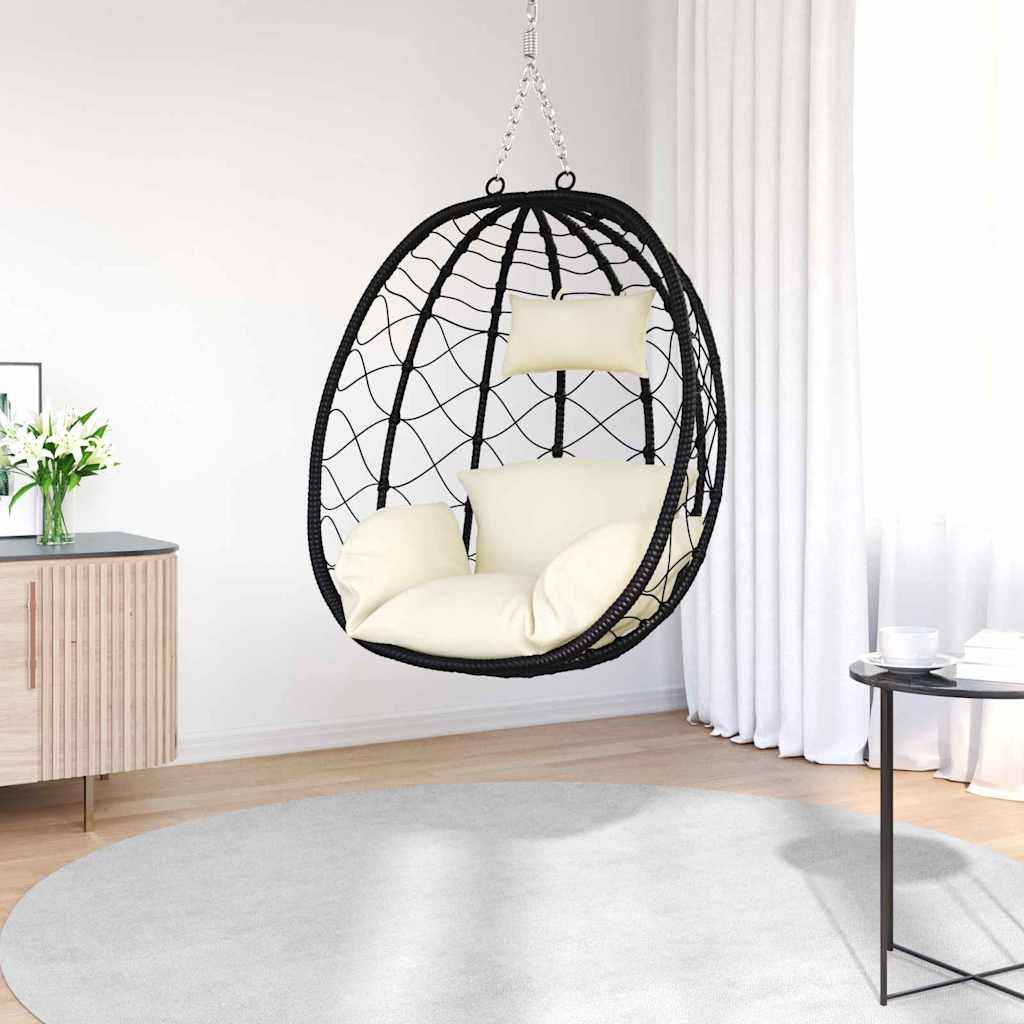 Vidaxl hangende ei-stoel crèmewit 91,5 x 60 x 110 cm poly rattan
